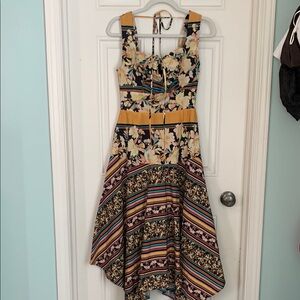 Du Paradis Floral Dress with Stripes